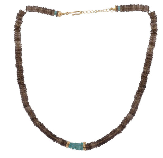 Stone Bead gemstone necklace with 925 sterling silver